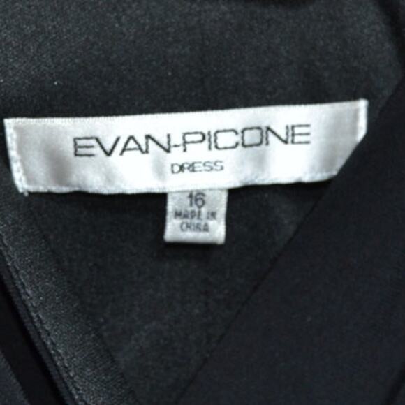 Evan-Picone Black Cream & Yellow Sleeveless Formal Dress Size 16 - Picture 3 of 12